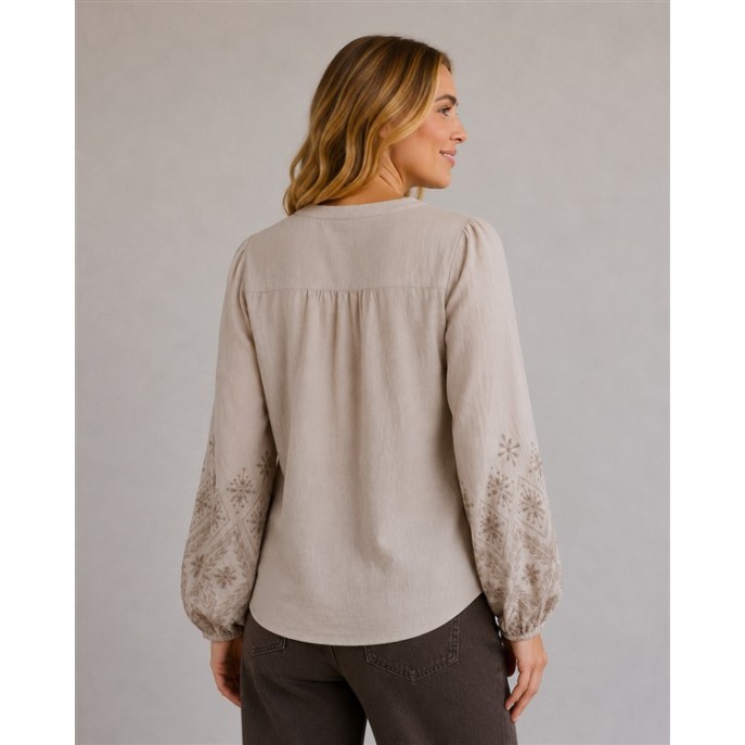 Red Button Blouse Embroidery SRB5152 Light Truffle Red Button Blouse Embroidery SRB5152 Light Truffle